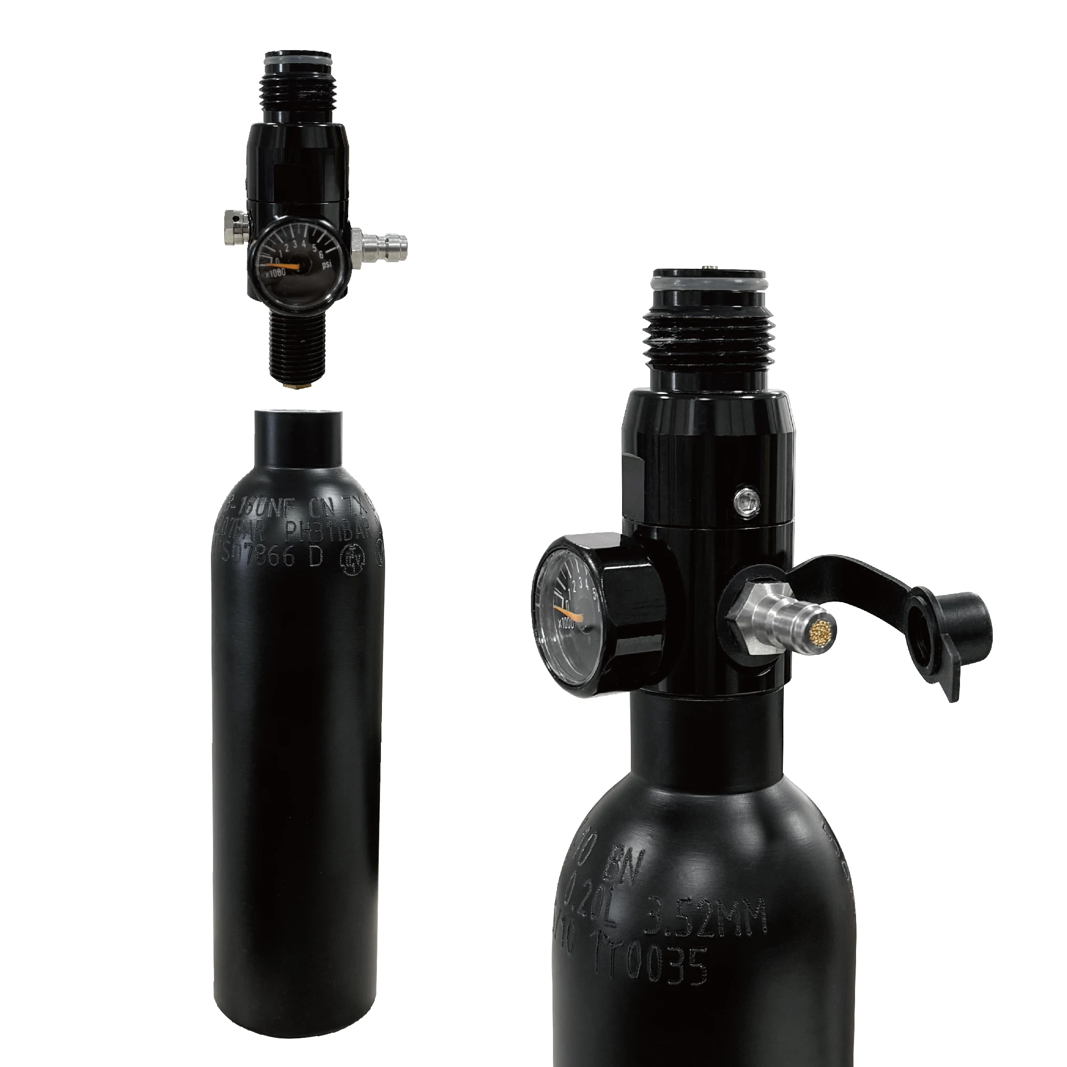 13ci 3000/800psi HPA Tank/Gas Cylinder,CE 0.2L Mini Aluminum Bottle Air Tank/CO2 Tank With OR Without Regulator