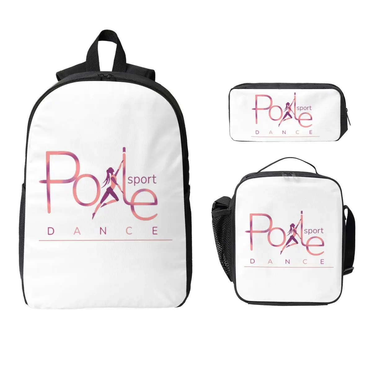 

Pole Dance Backpack Student Boys Girls BookBag School Bag Computer Shoulder Bags 3ps Insulated Lunch Bag Pencil Case