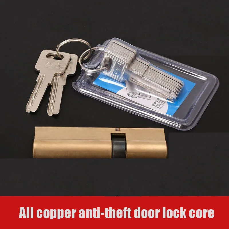 Cylinder Biased Lock 65 70 80 90 100 110 120mm Cylinder AB Key Anti-Theft Entrance Brass Door Lock Lengthened Core Extended Keys