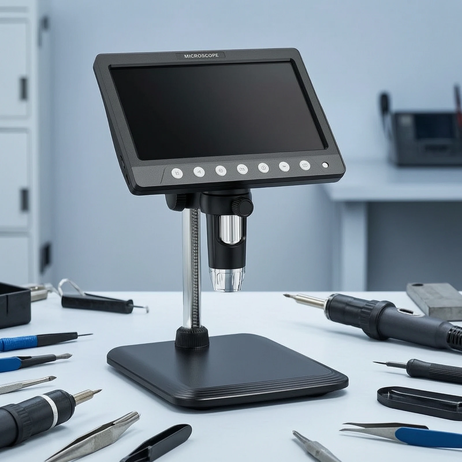 Microscope with Screen 1200x IPS-Type Screen Microscope 1080P Led for Hobbyists, Currency Inspection, Soldering