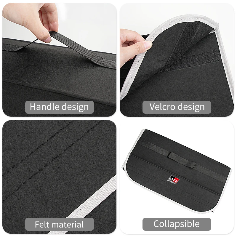 Car Trunk Storage Bag Organizer Foldable Stowing Tidying Container Box For Toyota GR Gazoo Racing Sport C-HR Avensis Prado Prius