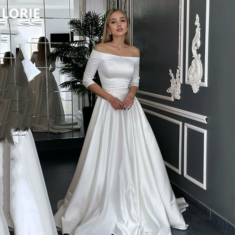 

LORIE A-line Half Sleeves Wedding Dresses Classical Princess Bridal Gown One Shoulder Elegant Wedding Party Gowns Customized