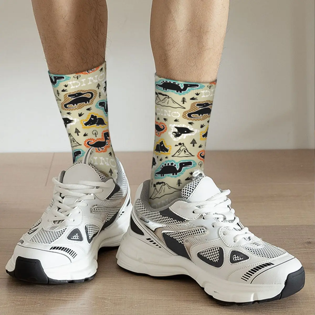 Chaussettes de dinosaures de dessin animé unisexe, accessoires de robe, chaussettes d'équipage, chaud, meilleur cadeau, cool, urgence