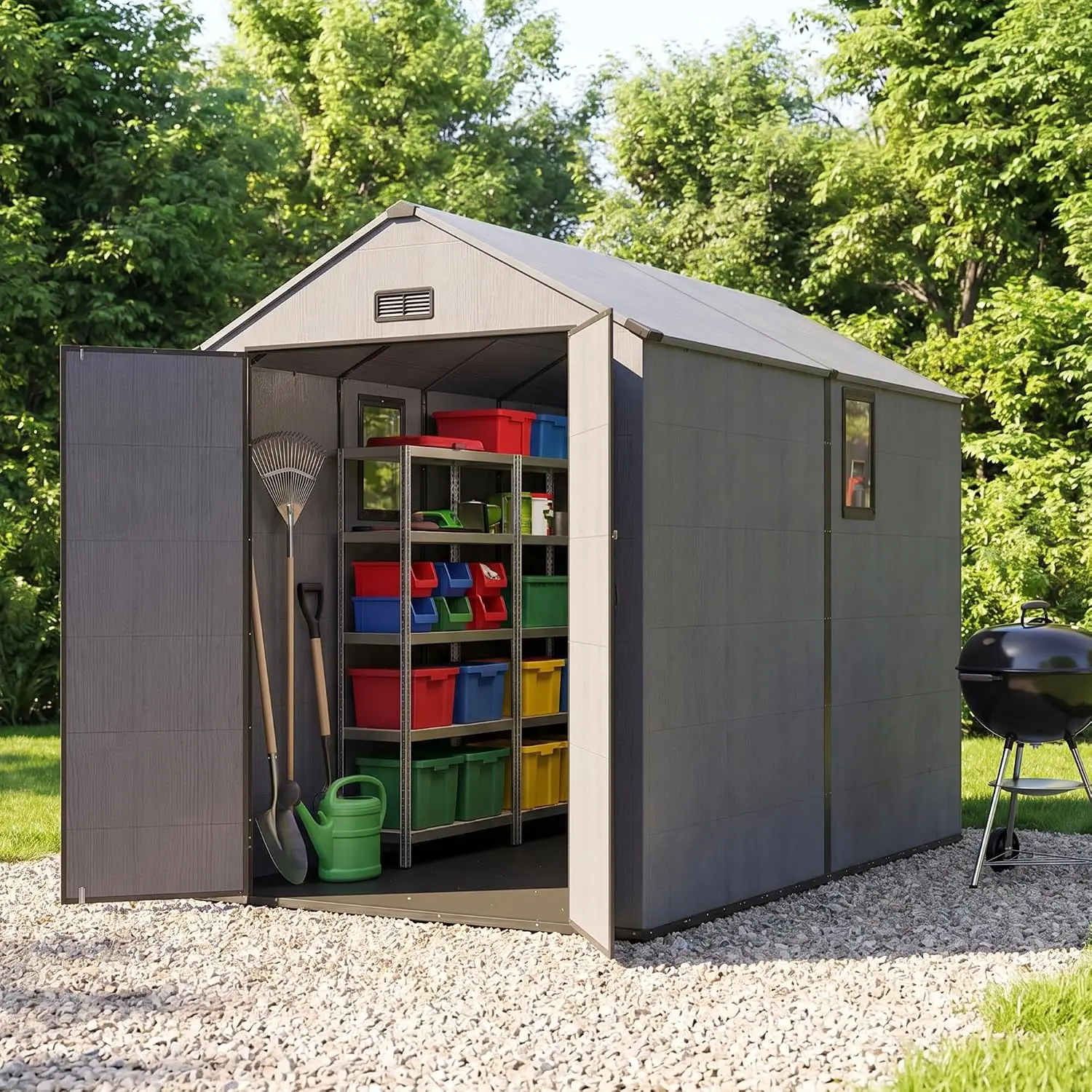 6x10 FT Outdoor Resin Storage Shed with Floor & Window, Custom