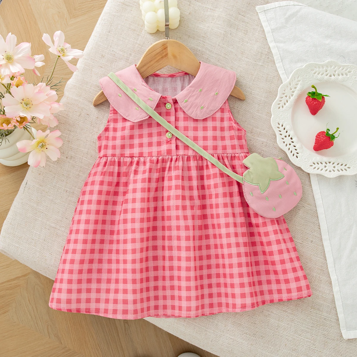 Baby Dress Summer Plaid Cute Sleeveless Girls' Dress Sweet Beach Princess Children's Dress Baby Girl Clothes