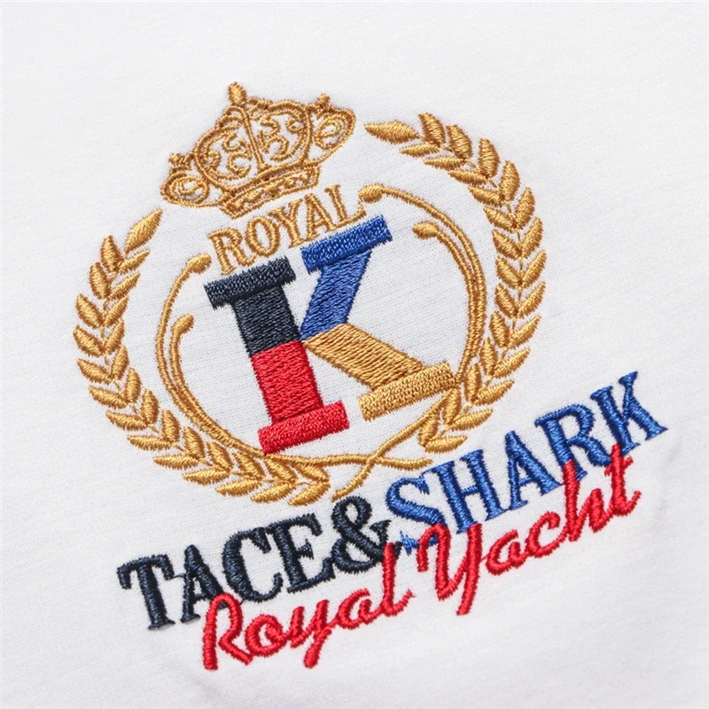 TACE&SHARK 2020 Summer Military T-shirts Clothing Fashion Shark Embroidery T Shirt Mens Casual Cotton Tshirts High Quality