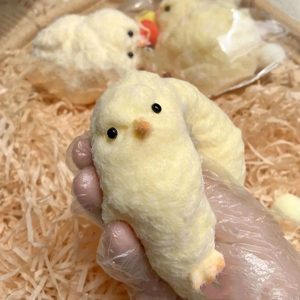 

Kawaii Yellow Chicken Squeezing Pinching Toys Plush Simulation Silicone Pinching and Decompressing Toy Hen Chicks Cute