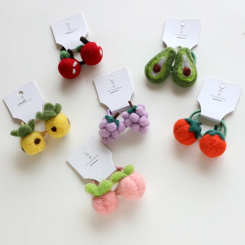 2pcs/lot Cute Fruits Animals Cartoon Kids Elastic Hair Bands Children Ropes Girls Accessories Baby Headdress Princess Headwear