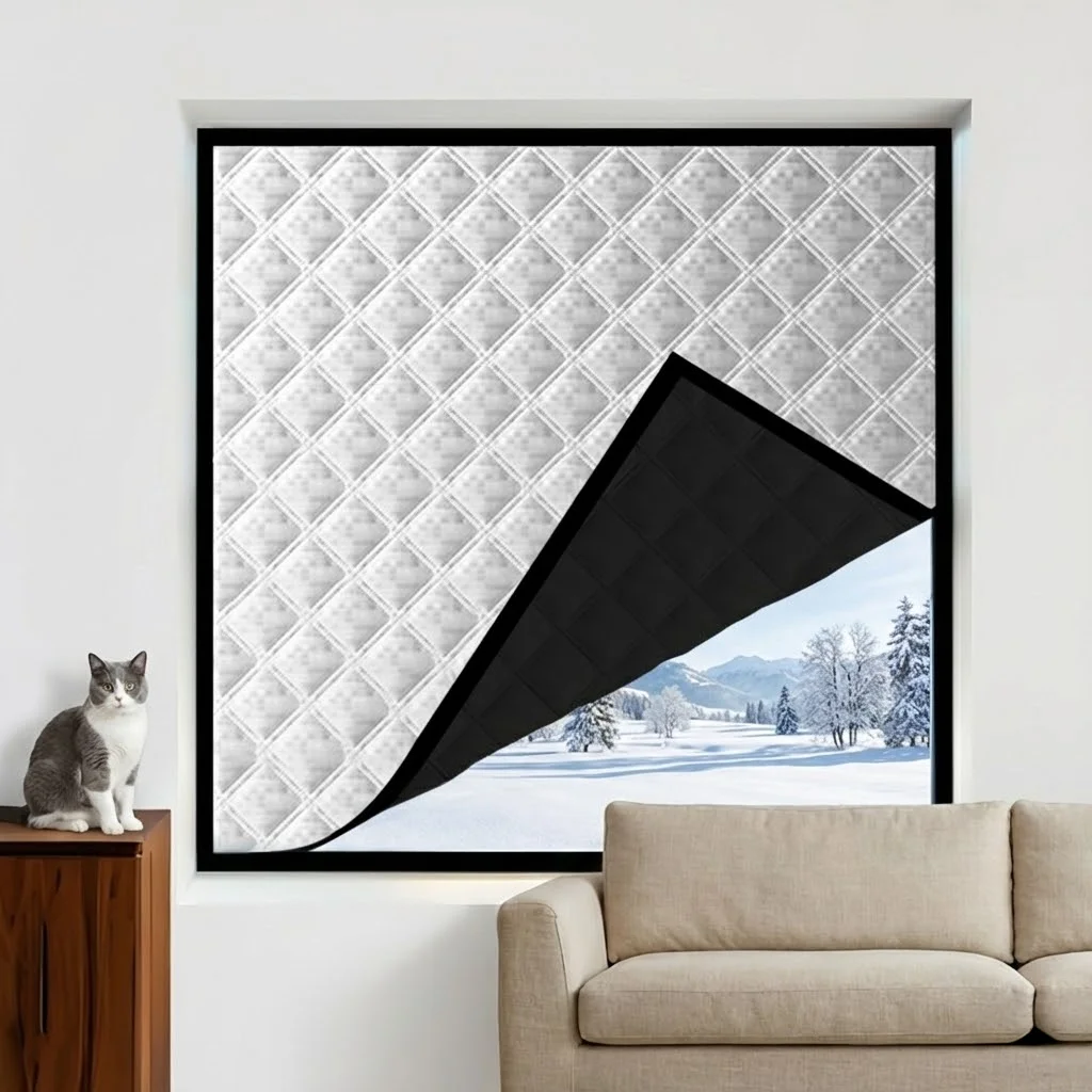 Winter Draft-Blocking Curtain, Easy Install Thermal Panel to Help Retain Heat