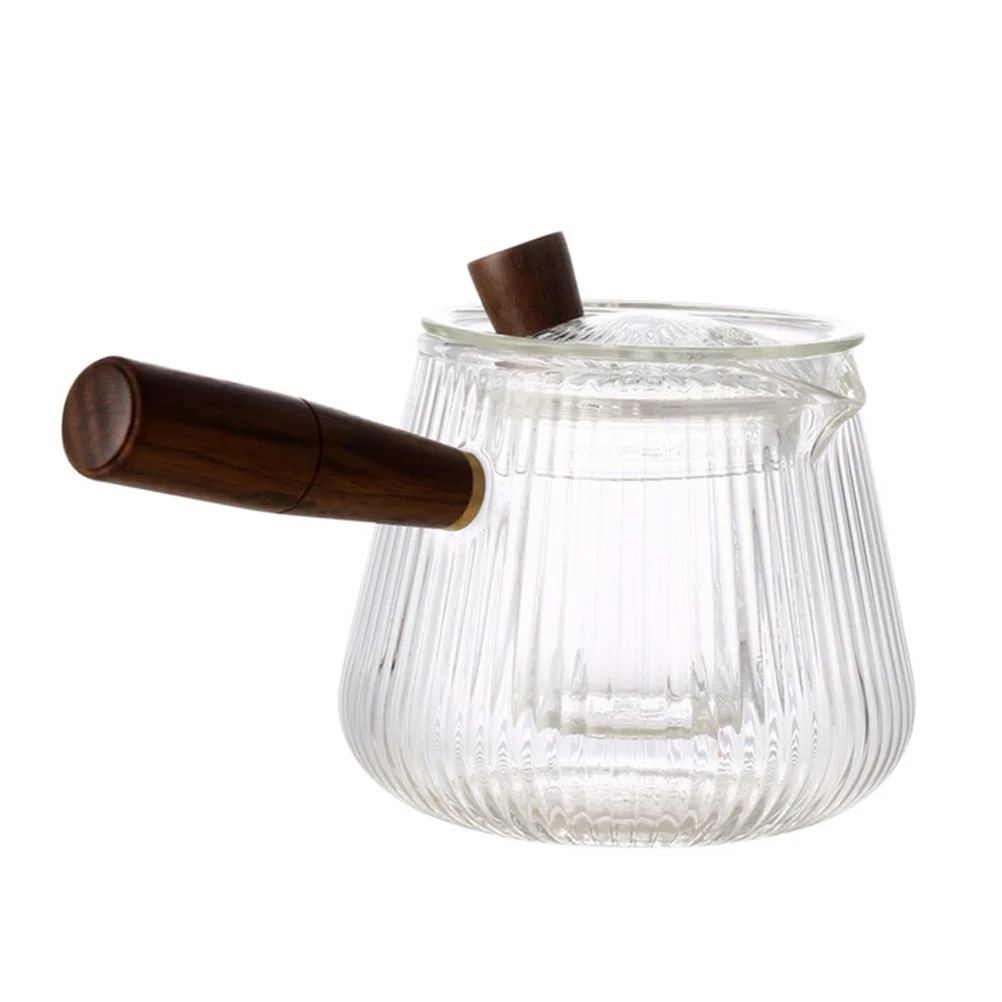 

Boil Teapot Kitchen Kettle Household Steaming Water Pitcher Filter Milk Coffee Simple Steamer Wooden Handle Container