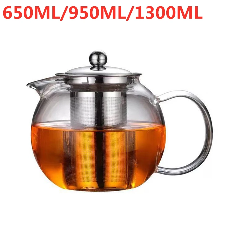 Théière à café en verre, infuseur, bouilloire Puer résistante à la chaleur, avec filtre passoire en acier inoxydable, 650/950/1300ML