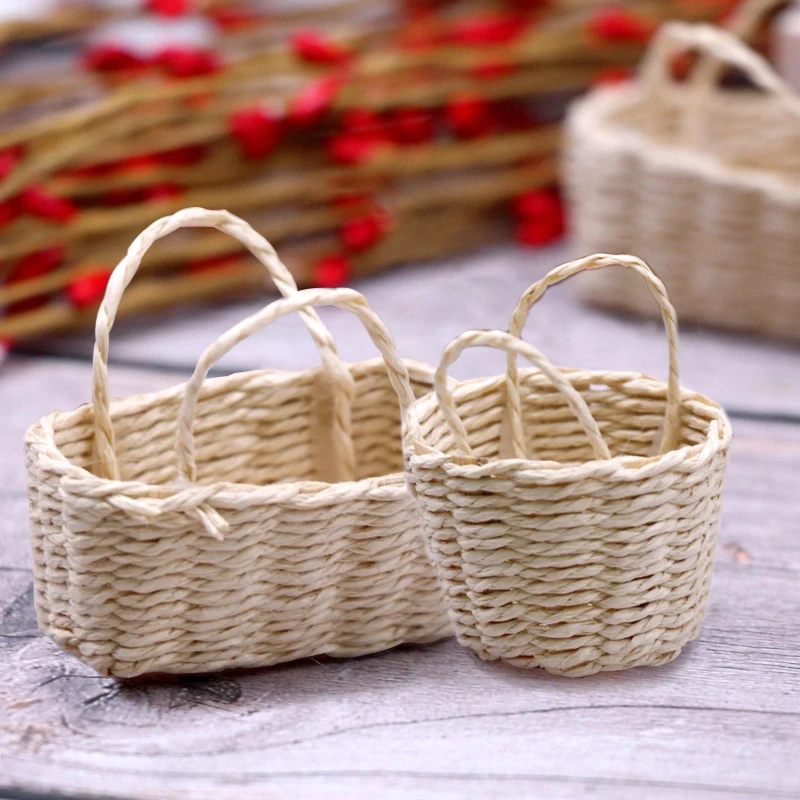 인형 집 미니어처 주방 112 수납 바구니 야채 음식 짜임새 있는 프레임 휴대용 꽃집 모델 장식 장난감 액세서리