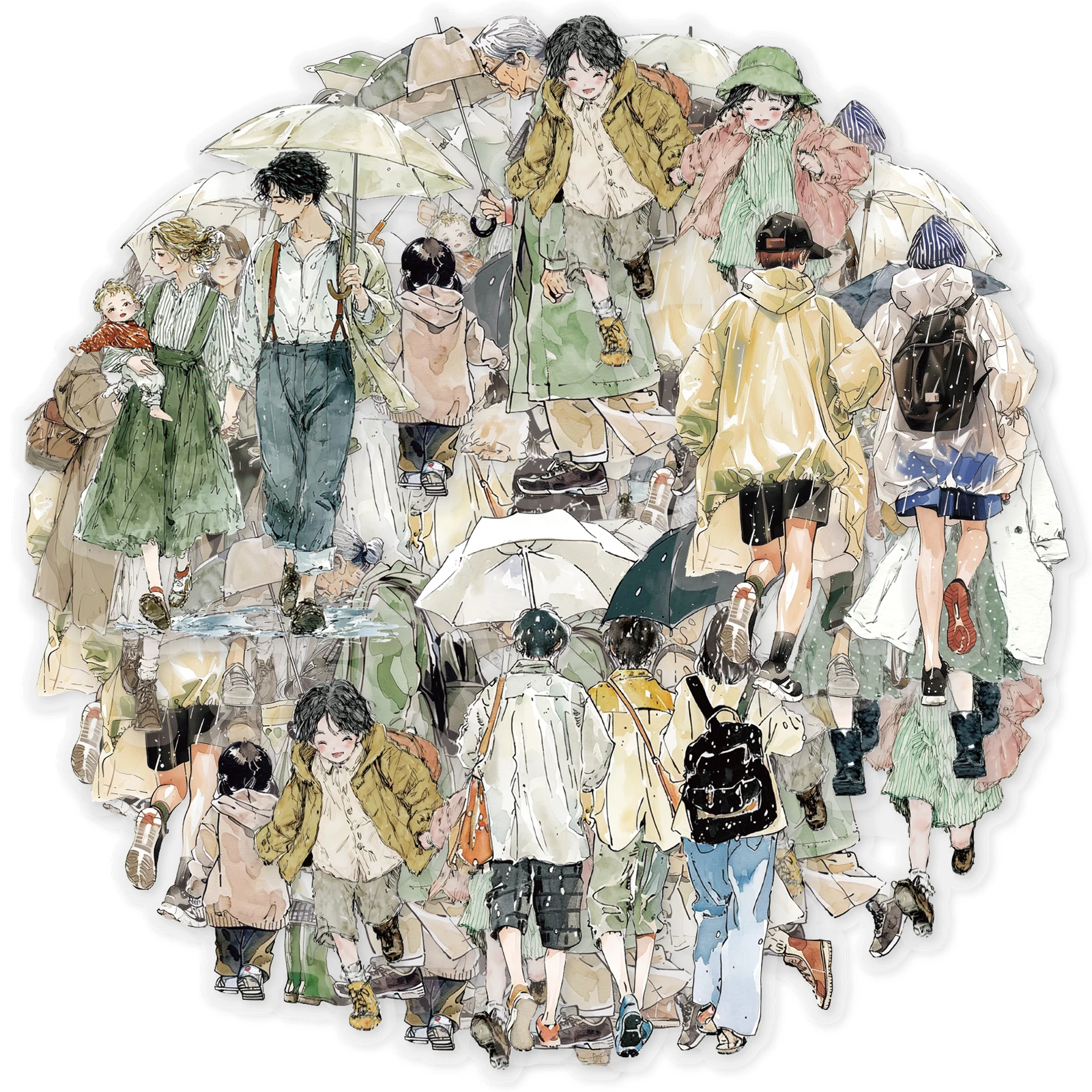Etori Life Rainy Season Concert Rainy Day Life Record Character Pattern Stickers DIY Notebook, Phone Stickers, Photo Albums, Student Stationery, Children's Gift Paper Bags, Room Decoration, Toy Stickers