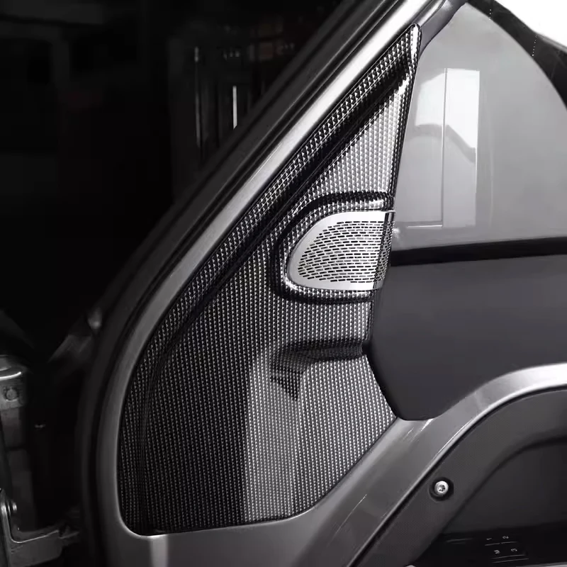 For Land Rover Defender 110 2020-2024 ABS Carbon Fiber Car Door A-pillar Speaker Horn Decoration Cover Stickers Car Accessories