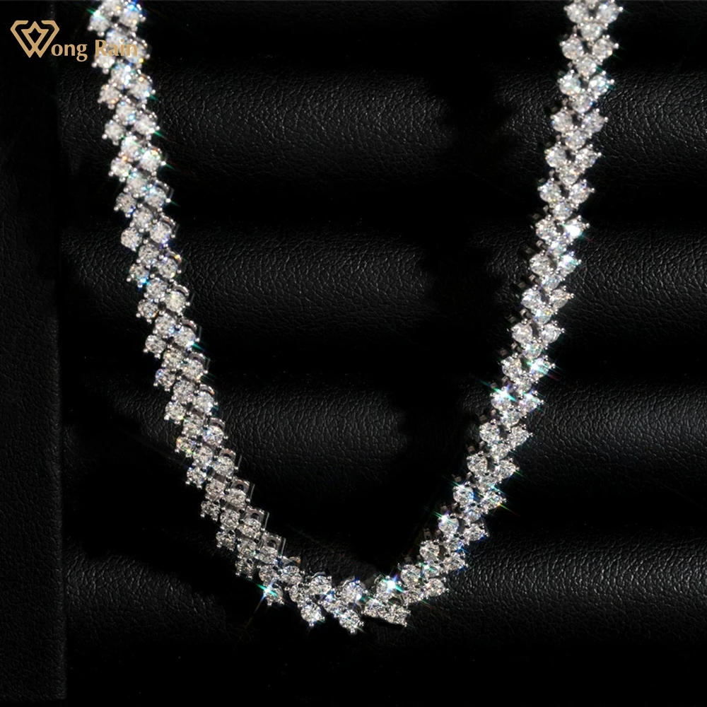 

Wong Rain Sparkling 925 Sterling Silver VVS1 3EX D Real Moissanite Diamonds Gemstone Anniversary Gifts Necklace Fine Jewelry GRA