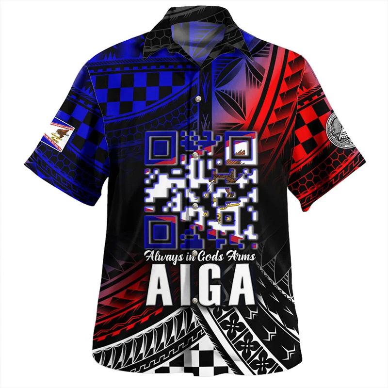 Harajuku Summer New 3D American Samoa National Flag Emblem Printing Shirts Samoa Coat Of Arm Graphic Short Shirts Men Clothing