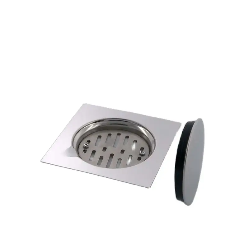 Shower Stainless Steel Hotel Easy Clean Bathroom Durable Waste Cover Floor Drain Deodorant Silver Square 15*15CM Floor Drain