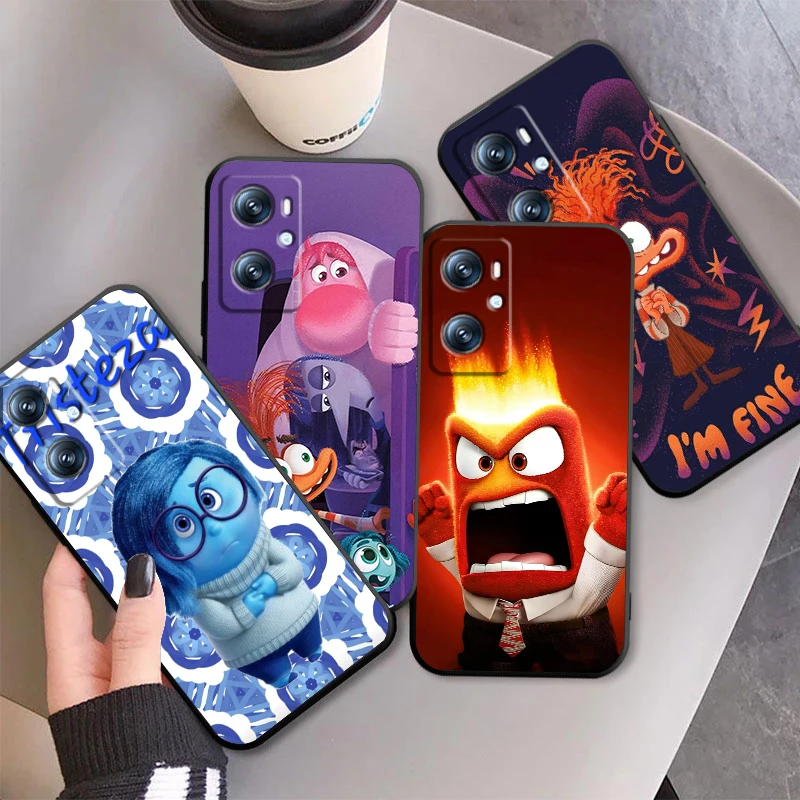 

Disney Inside Out Emote Cute For OPPO Find X6 X5 X3 A54S A5 A94 A16 A53S A57 A74 A72 A98 A78 A96 A9 5G Black Funda Phone Case