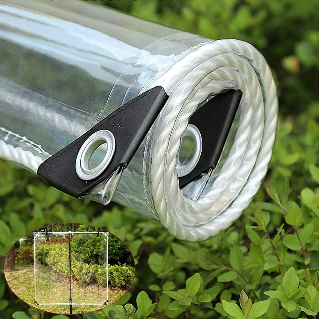 

Waterproof Transparent PVC Tarpaulin With Eyelets Weatherproof Foldable 0.35mm Rain Cover Garden Furniture Plants Greenhouse Pet