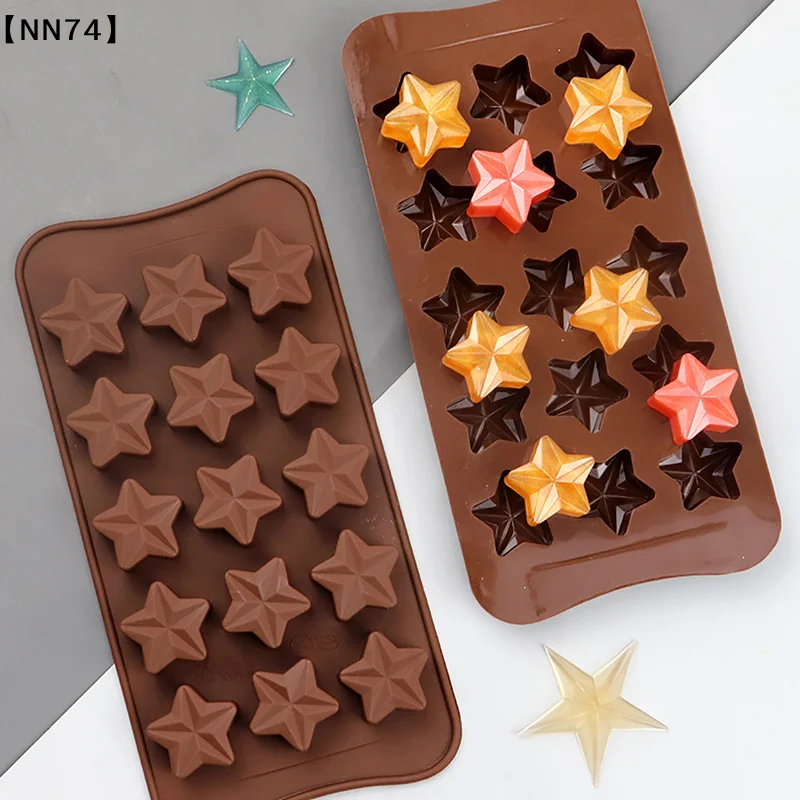 【NN74】Star Shaped Chocolate Mold Wax Melt Moldes Non-Stick Candy Chocolate Mold Three-dimensional Fondant Baking Shape[J]【W4】