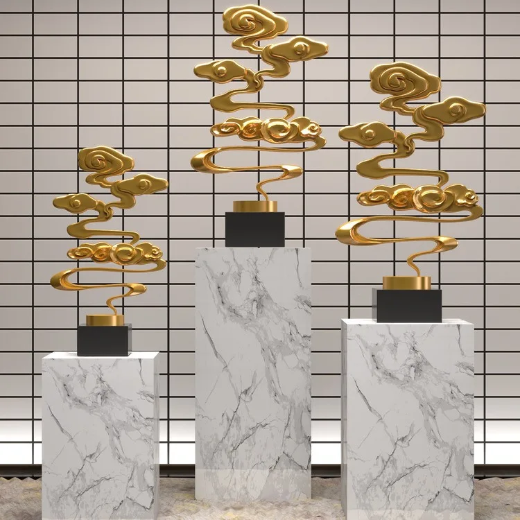 New Chinese Style Auspicious Cloud Sculpture Floor Standing Home Decor Ornament for Entryway Foyer Living Room Decoration