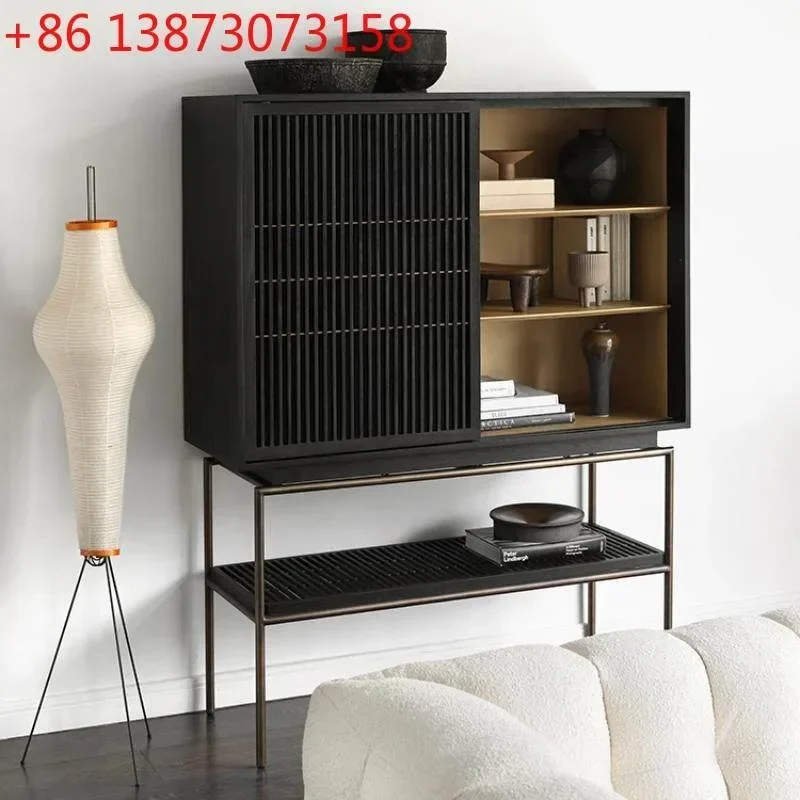 French retro solid wood multi-functional wall-to-wall decorative cabinet supports customization
