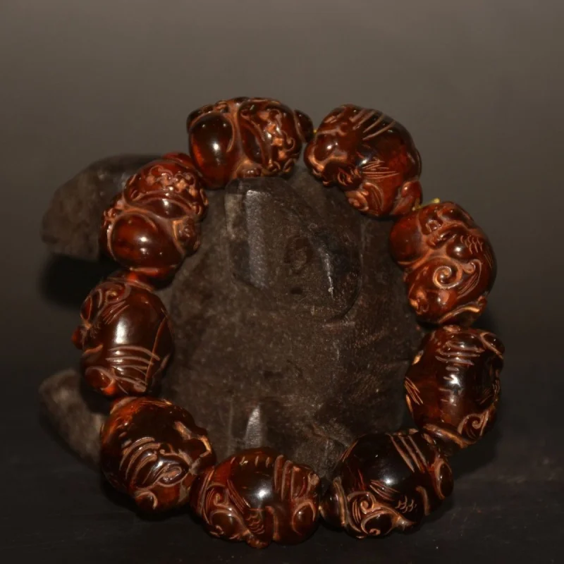 Tibetan Style Handmade Ox Horn Lion Beads Ethnic Fashion Versatile Bracelet