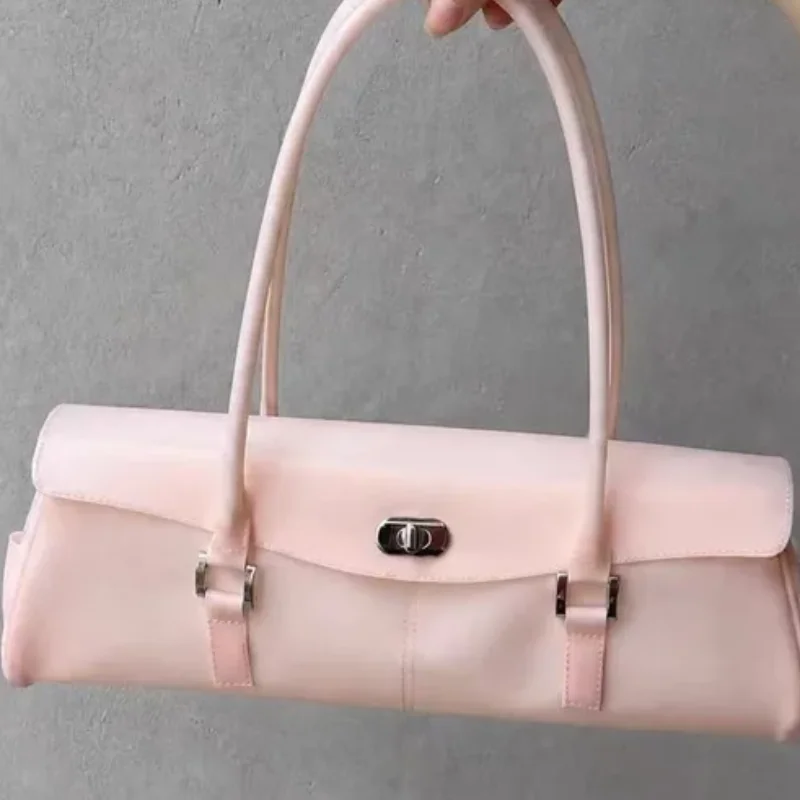 

Polka Dot Color-blocked Jelly Bag,PVC Cute Sweet Stylish Niche Solid Color Textured Women's Commuting Underarm Bag,Clasp Design