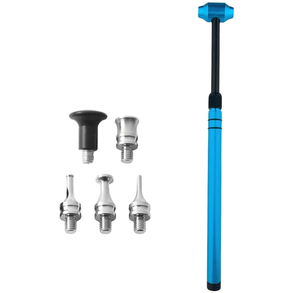 Auto Dent Removal Hammer Kit with Carbon Fiber Telescopic Handle and 5 Interchangeable Tap Down Heads for Body Repair