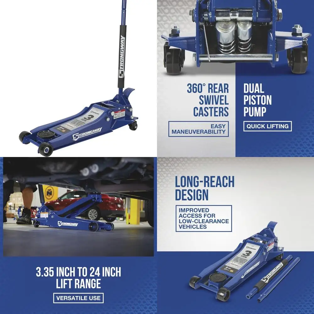 

Low-Profile Long-Reach 3-Ton Capacity Professional Service Floor Jack for Heavy-Duty Repairs