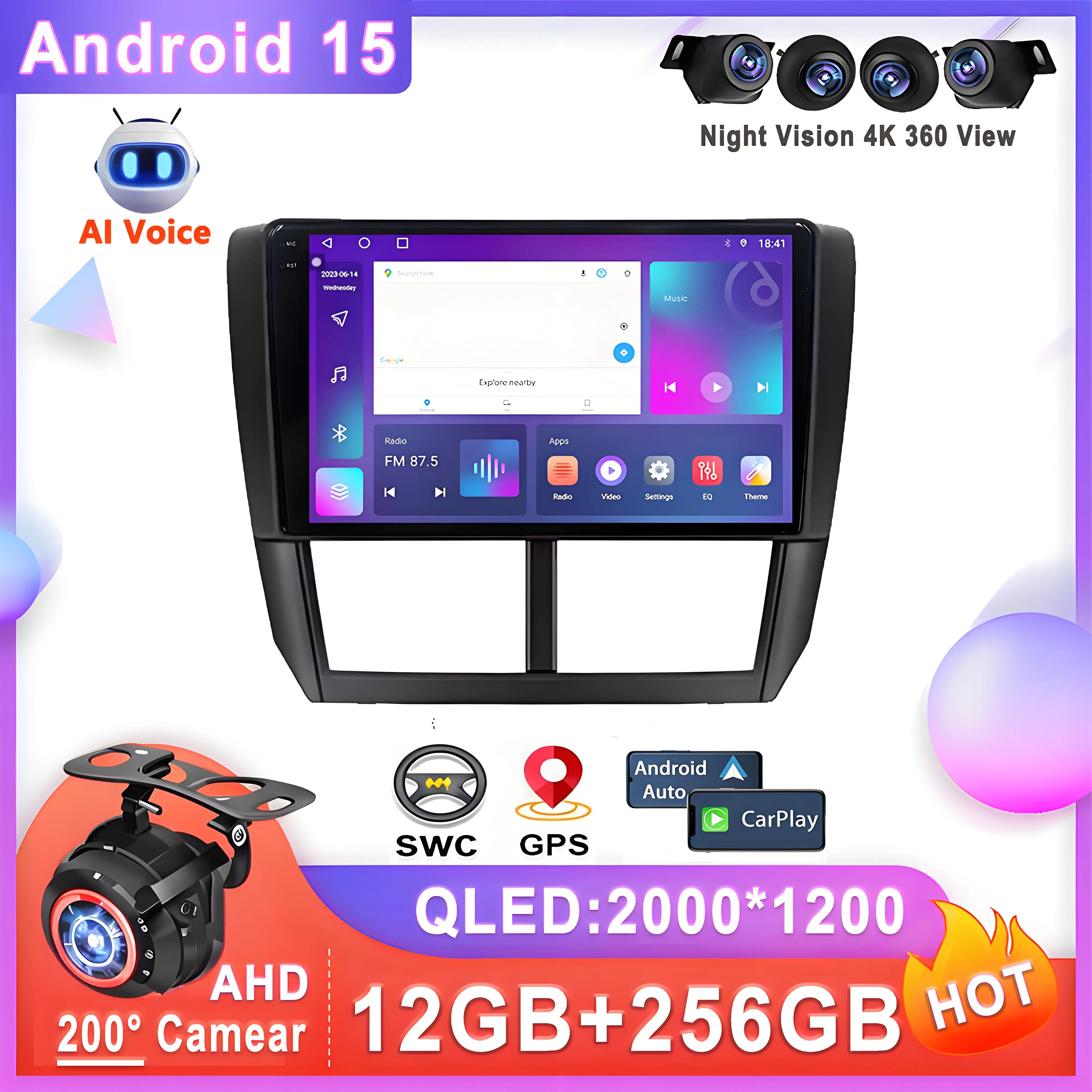 

For Subaru Forester 3 2007 - 2013 For Subaru Impreza Car Radio Android 15 Stereo Multimedia Player 2K Player Navigation android
