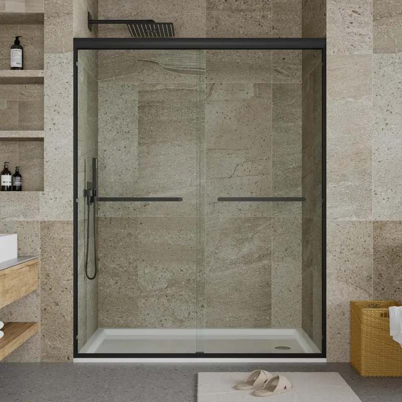 

Shower Door Double Sliding 44-48" W x 72" H, 5/16"(8mm) Clear SGCC Tempered Glass Sliding Doors, Aluminum Alloy Frame Shower Doo