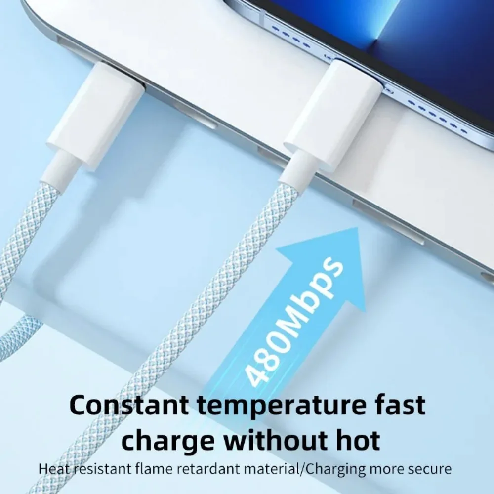 USB C to Type C Fast Charging PD 60W Mobile Phone Date Cable For Iphone16 15 Android Samsung Huawei Type C Braided Charger Cable