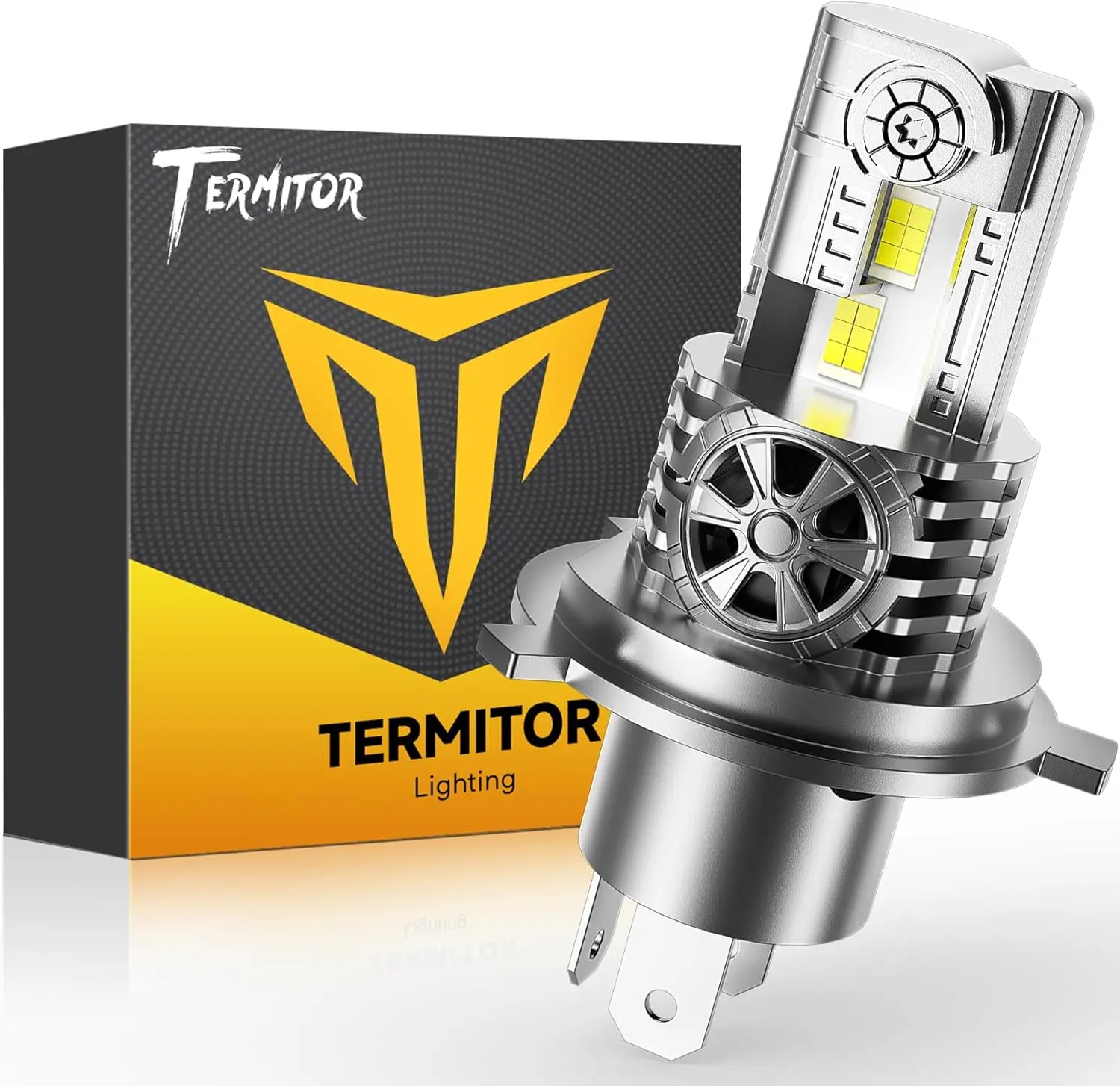 

1 шт. светодиодная лампа H4 9003 HB2 для мотоцикла, 18000 лм, размер как галогенная, 6500K холодный белый свет с вентилятором, Plug and Play противотуманная фара H4