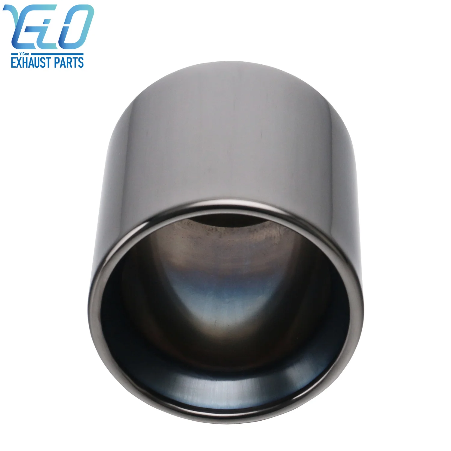 Stainless Steel exhaust throat 2.5" inlet 4.5" Outlet Straight Tail Pipe Gloss Black Rolled End Tip
