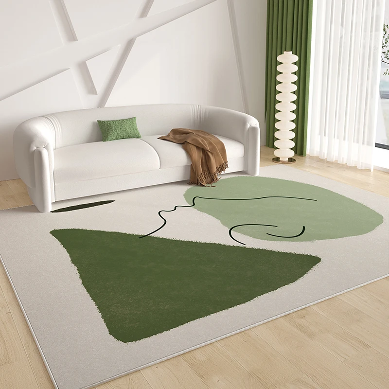 Tapis de style français vert pour salon, tapis de décoration pour chambre à coucher, tapis non ald, zone lea, tapis de sol courts pour la maison