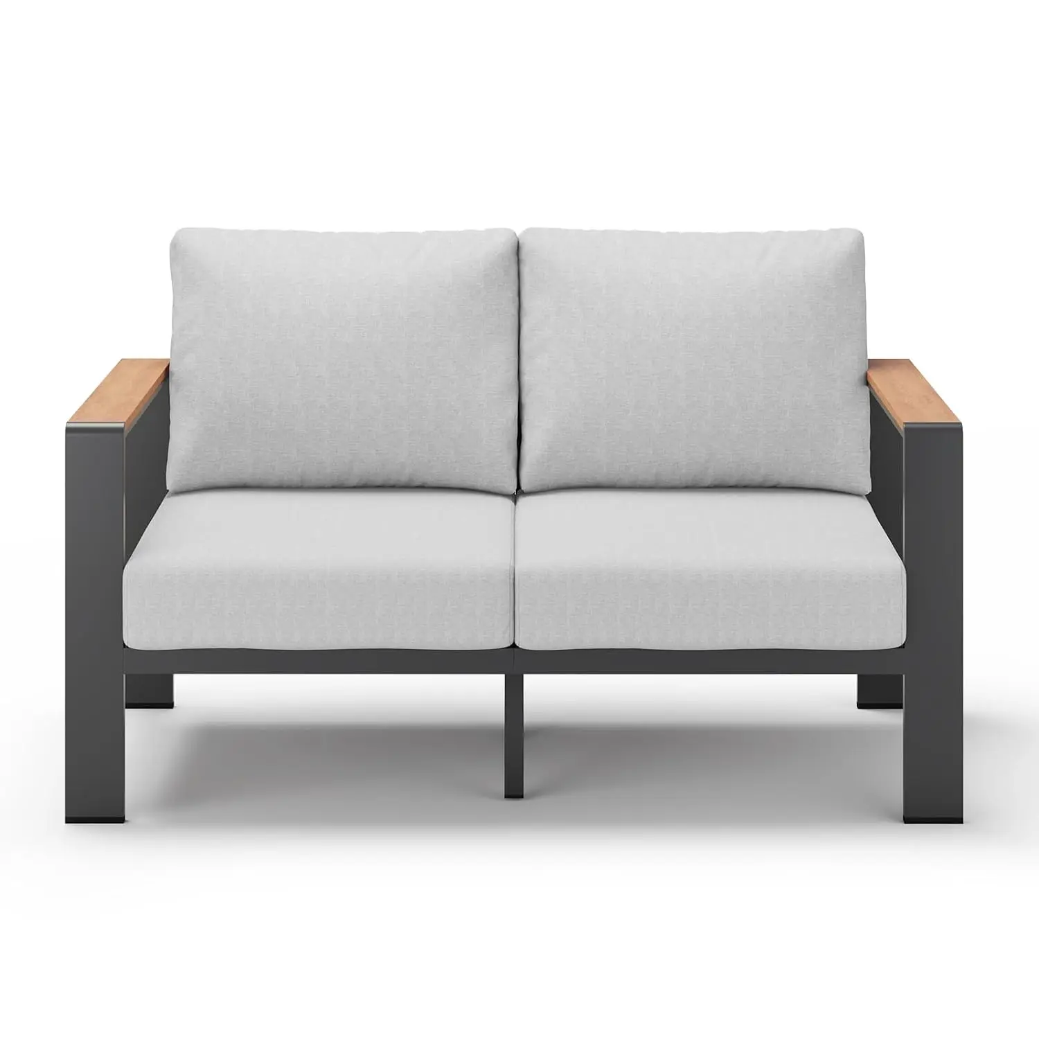 Aluminum Outdoor Patio Furniture Loveseat, All Weather Patio Conversation Sets with Washable Thick Cushion, Customized