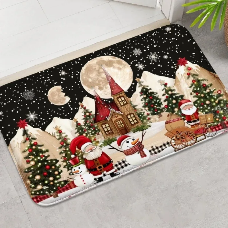 Christmas Pine Needle Welcome Mat  Non-slip Doormat  Home Decor Rug  Living Room  Bedroom Floor Mat Holiday Decorations