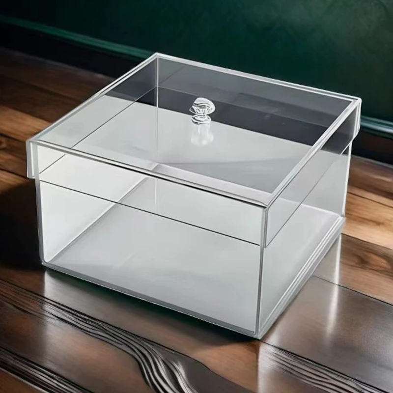 7.5*7.5*4inch  Transparent acrylic square storage box with lid, used to store small jewelry beads, coins, handicrafts, tiles, gi