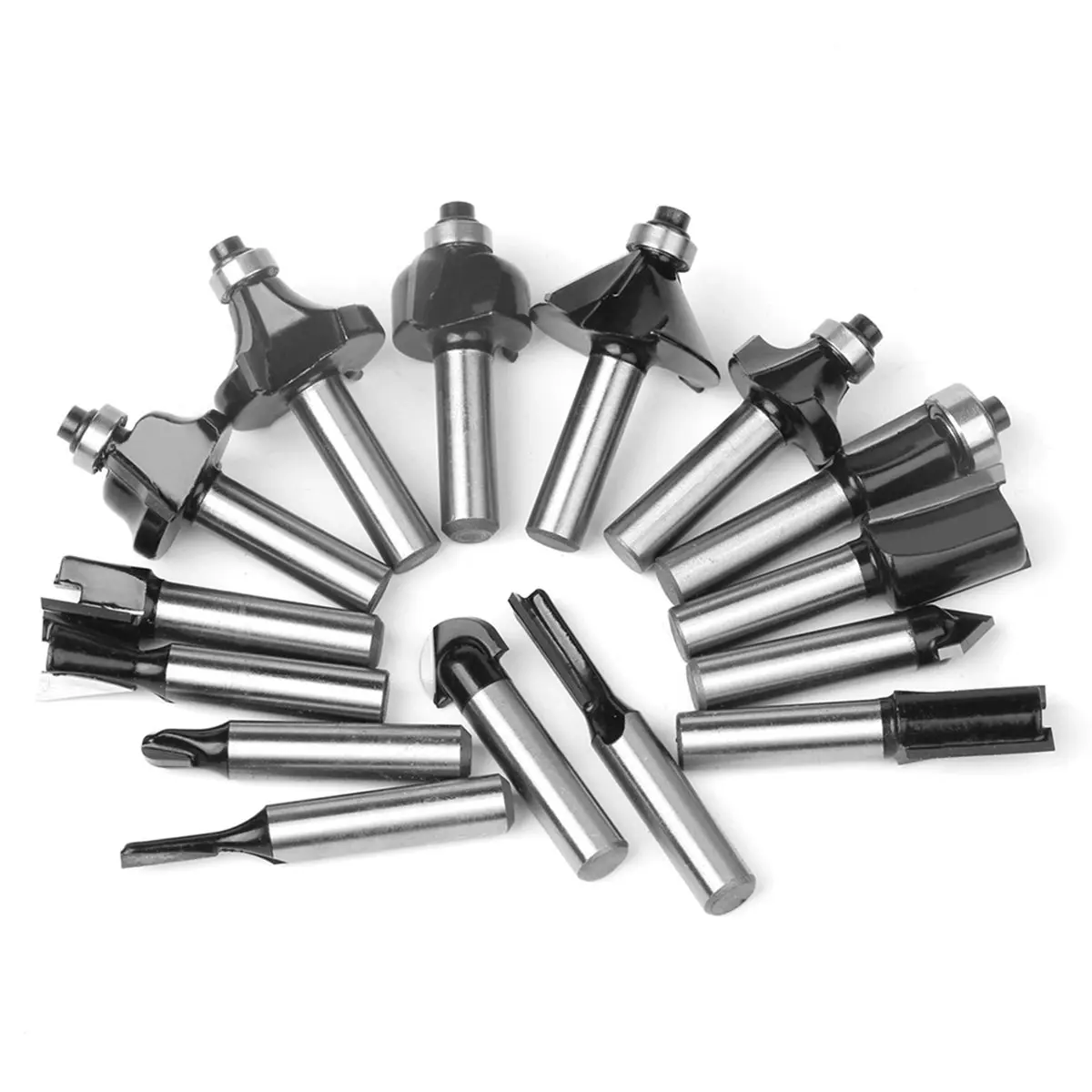 15-Piece 8-Handle Woodworking Router Bit Set Woodworking Engraving Machine/Electric Wood Router/Trimmer Bit Set
