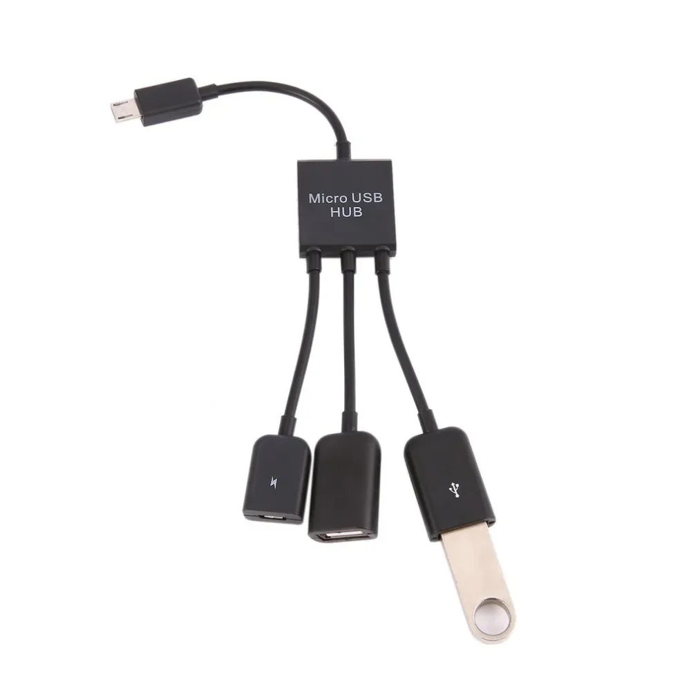 Newest 3 in 1 Micro USB Type C HUB Male to Female Double USB 2.0 Host  Adapter Cable For Smartphone Computer Tablet 3 Port