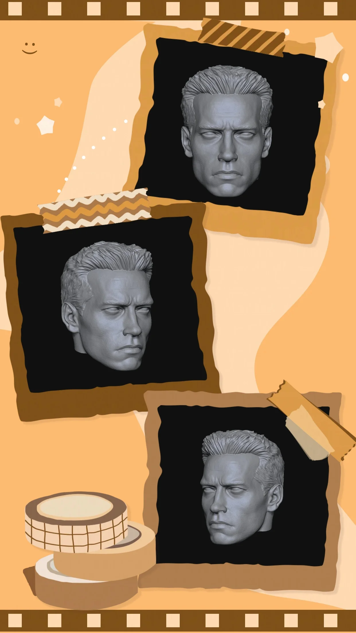 【Unpainted】HL1260 1/12 Scale Male Soldier Actor Arnold Schwarzenegger Unpainted Head Sculpture For 6'' Action Figure Fit MAFEX