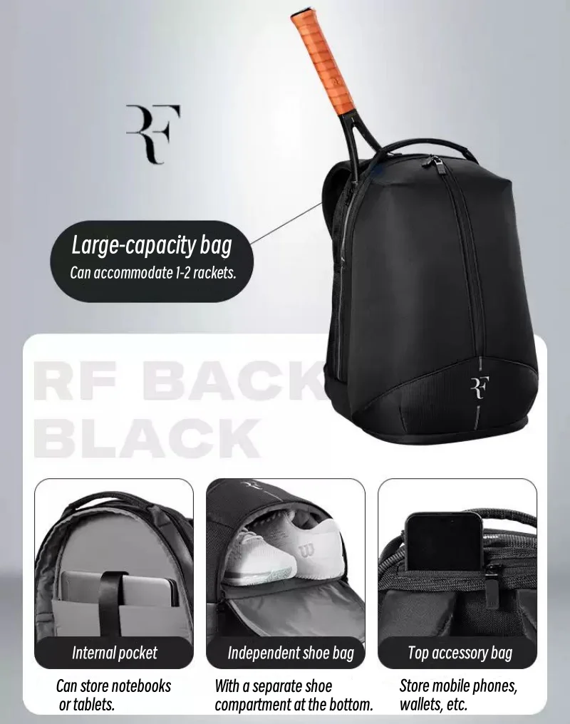 Wilson 2025 Новый теннисный рюкзак RF Tournament Racquet Bag Federer Профессиональный теннисный рюкзак Многофункциональная спортивная сумка