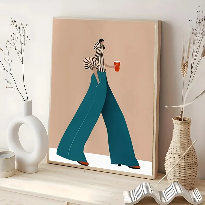 Fashionable Blue Pants Woman Poster Prints Modern Surreal Abstract Canvas Painting Wall Art Picture for Living Room Home Decor view 5