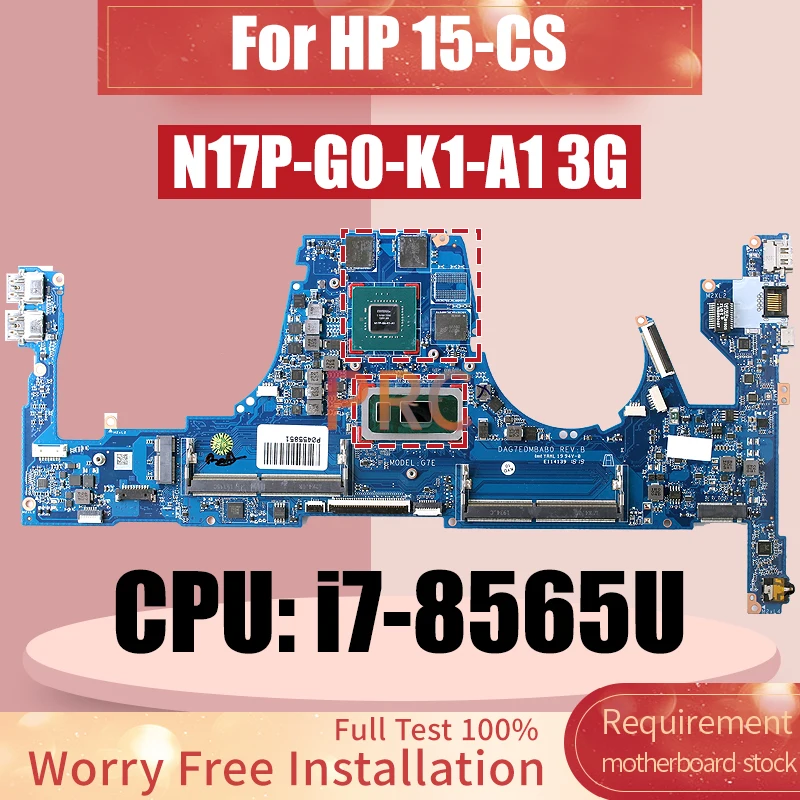 Imagem -02 - Placa-mãe Portátil para hp 15-cs Notebook Mainboard Dag7edmbab0 N17p-g0-k1-a1 I78565u Srffw L46518601