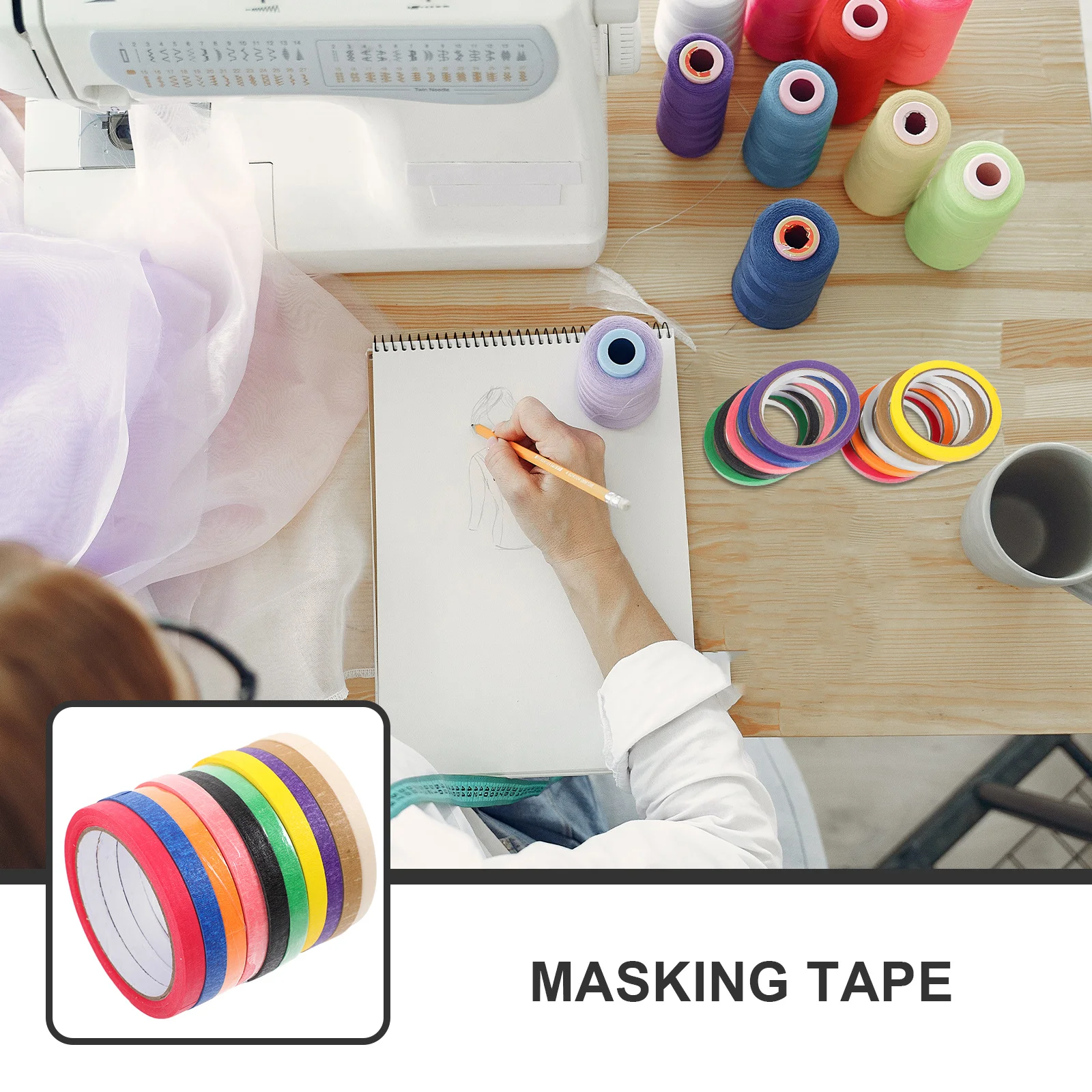 10 لفات شريطٌ لاصق بألوان زاهية سريعة الشائكة سهلة التقشير أشرطة الرسم DIY بها بنفسك الحرف اليدوية السيارات لوحة السيارات الفنان الشريط