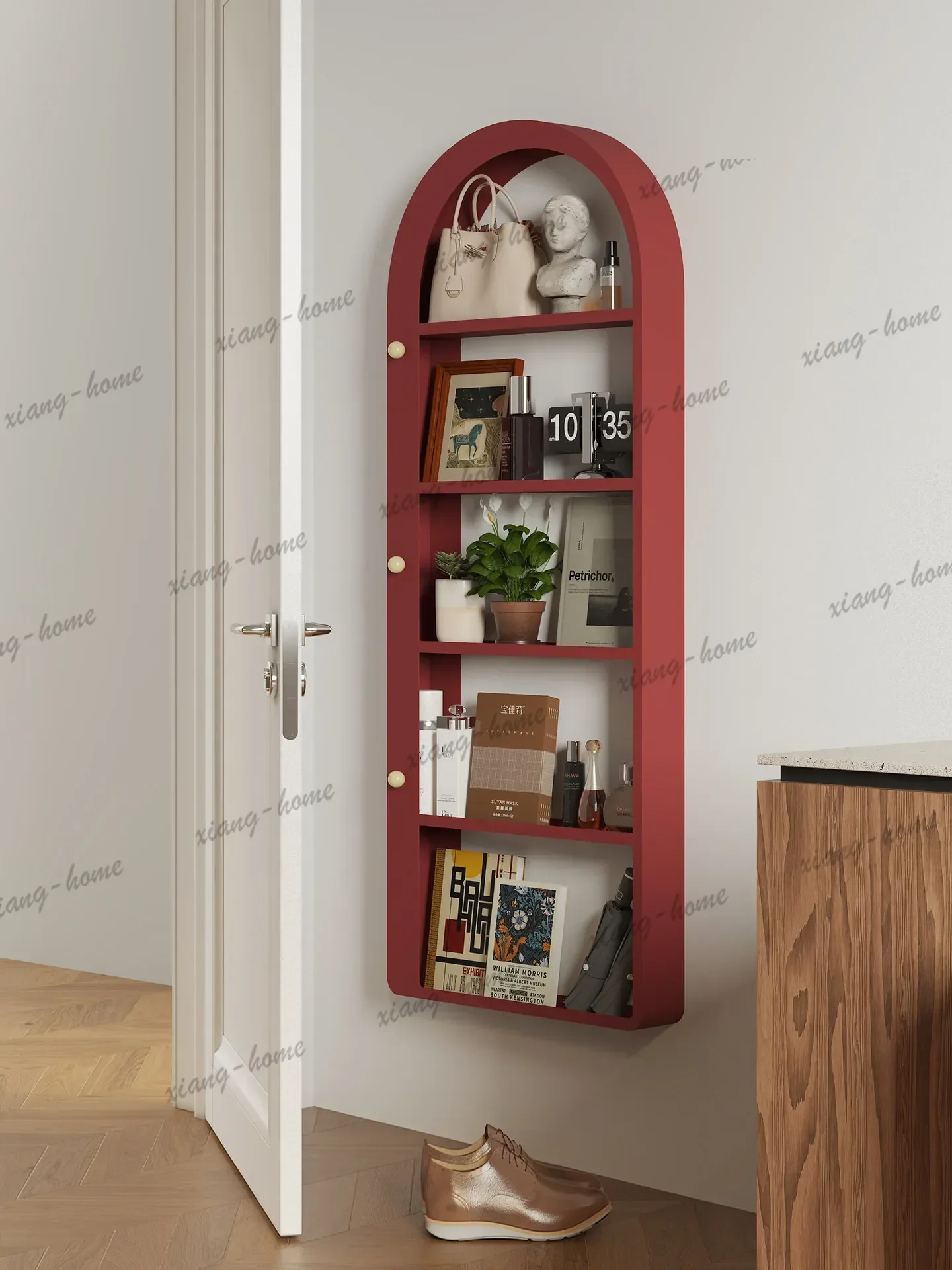 PG Household wall shelf, ultra-thin multi-layer display storage behind the door, bedroom wall-mounted bookshelf, dining room