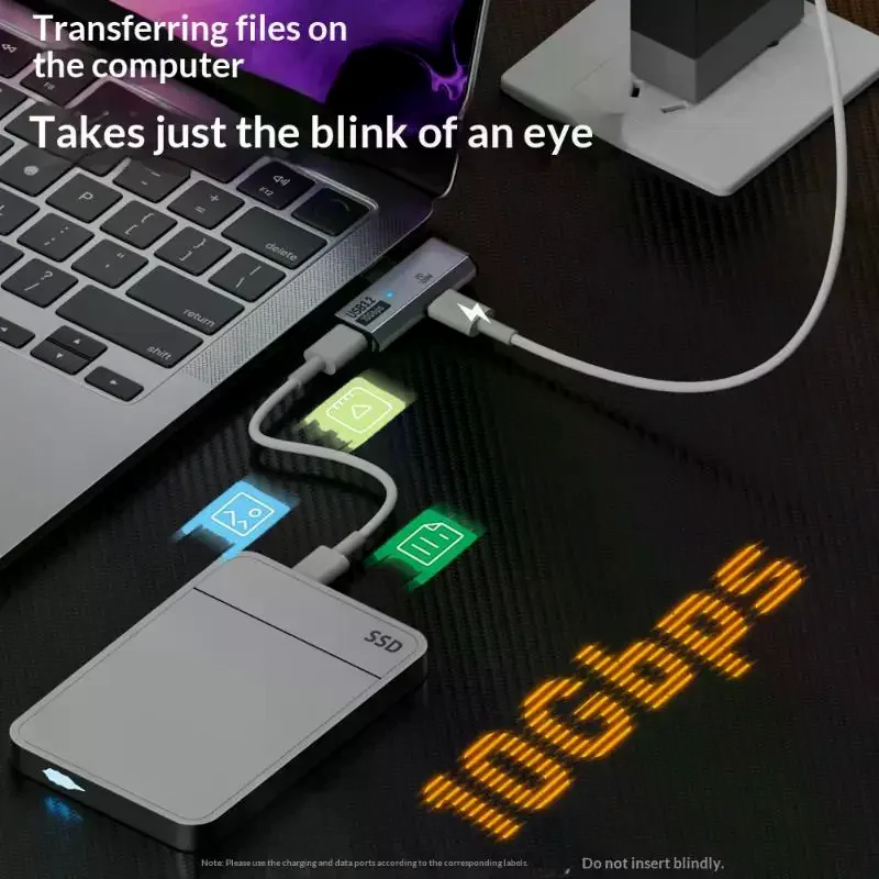 2 In 1 Type C OTG Adapter USB C Male To USB-C Female USB 3.2 Splitter 100W PD Fast Charging For Laptop Tablet