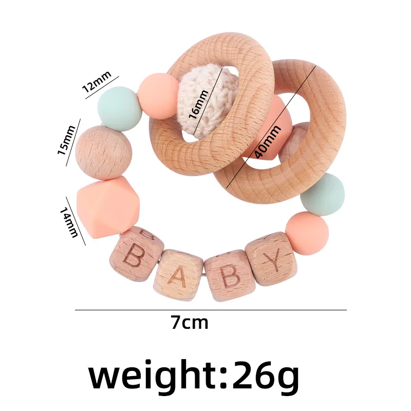 Personal isierte kunden spezifische Name Baby Schnuller Clips Ketten Zahnen Armband Spielzeug DIY Buche Holz Silikon Perlen Dummy Nippel halter