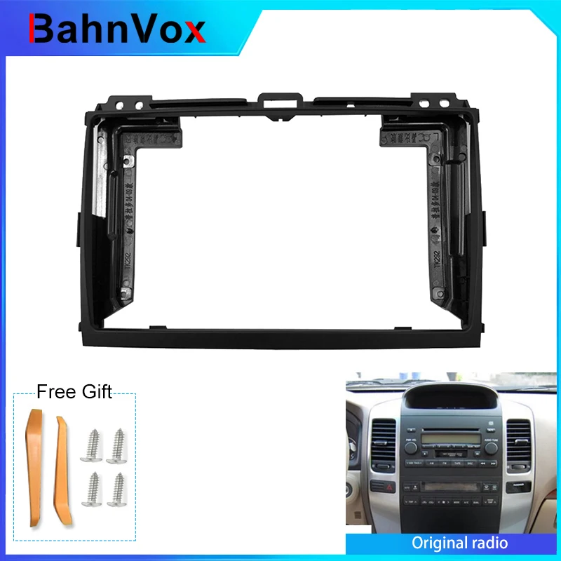 2 din Android Car Radio frame for Toyota prado 120 2004 2009 9 inch  Stereo GPS Fascia bezel Panel Adapter wire harness